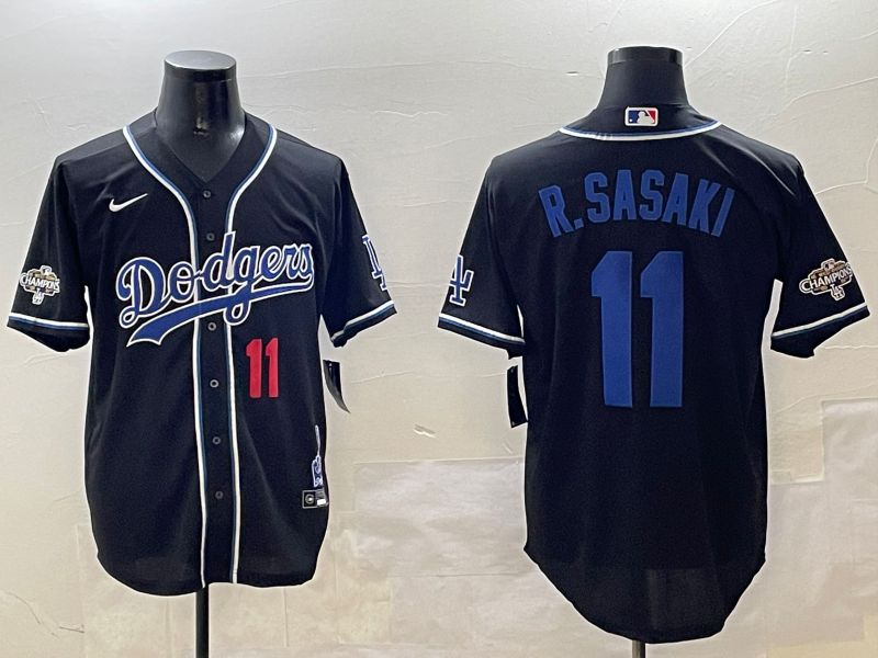 Men Los Angeles Dodgers #11 R.Sasaki Black Fashion Game 2025 Nike MLB Jersey style 3067->los angeles dodgers->MLB Jersey